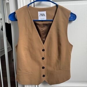 Zara Tan Button-Up Vest